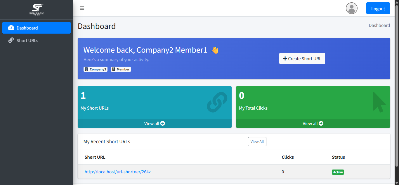 Member dashboard