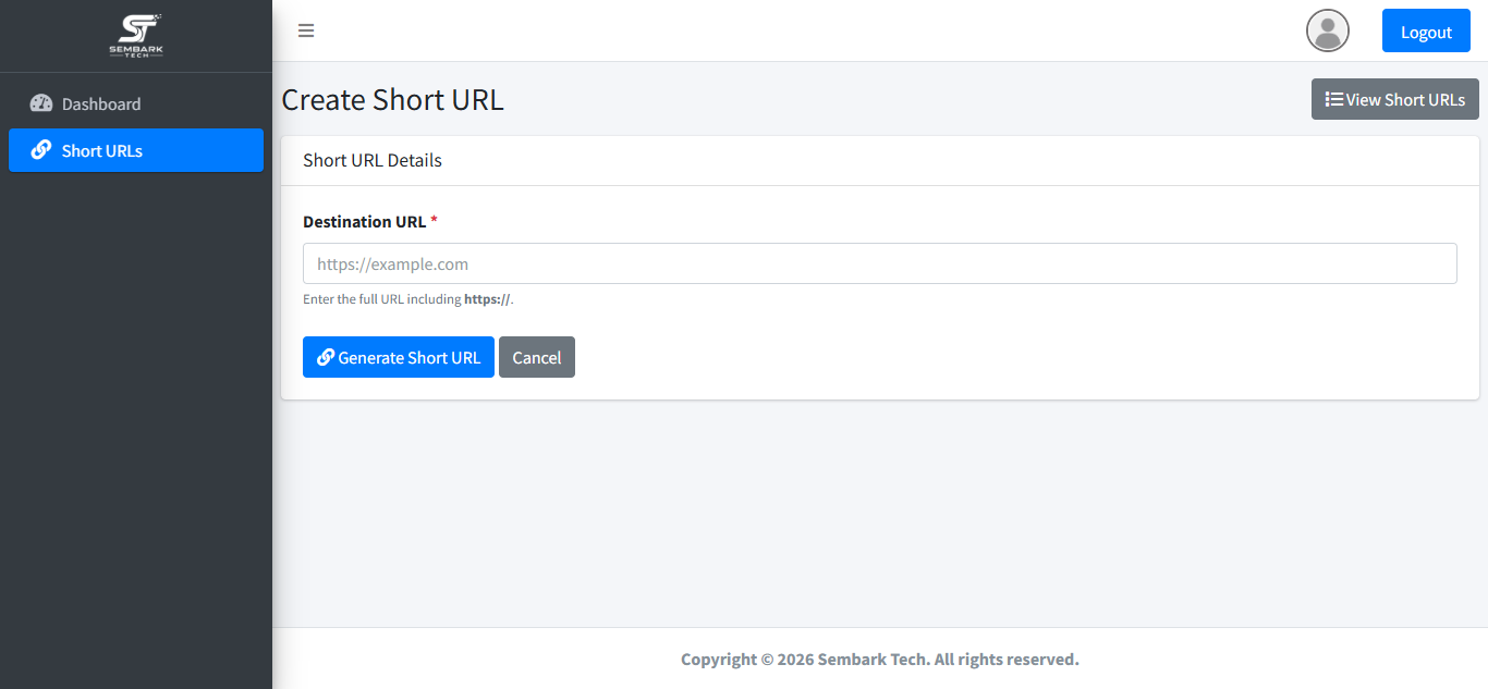 Member create short URL form