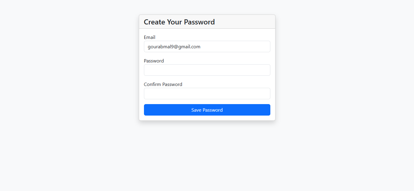 Set password page for new Admin